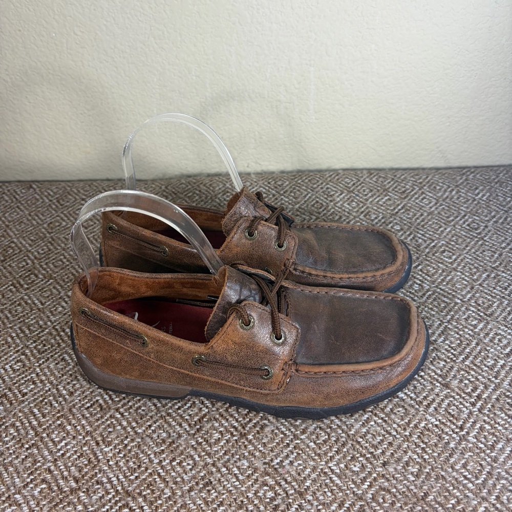 Twisted X Driving Moccasin Womens 7.5M Brown Lace Up Boat Bomber Shoes Boho
